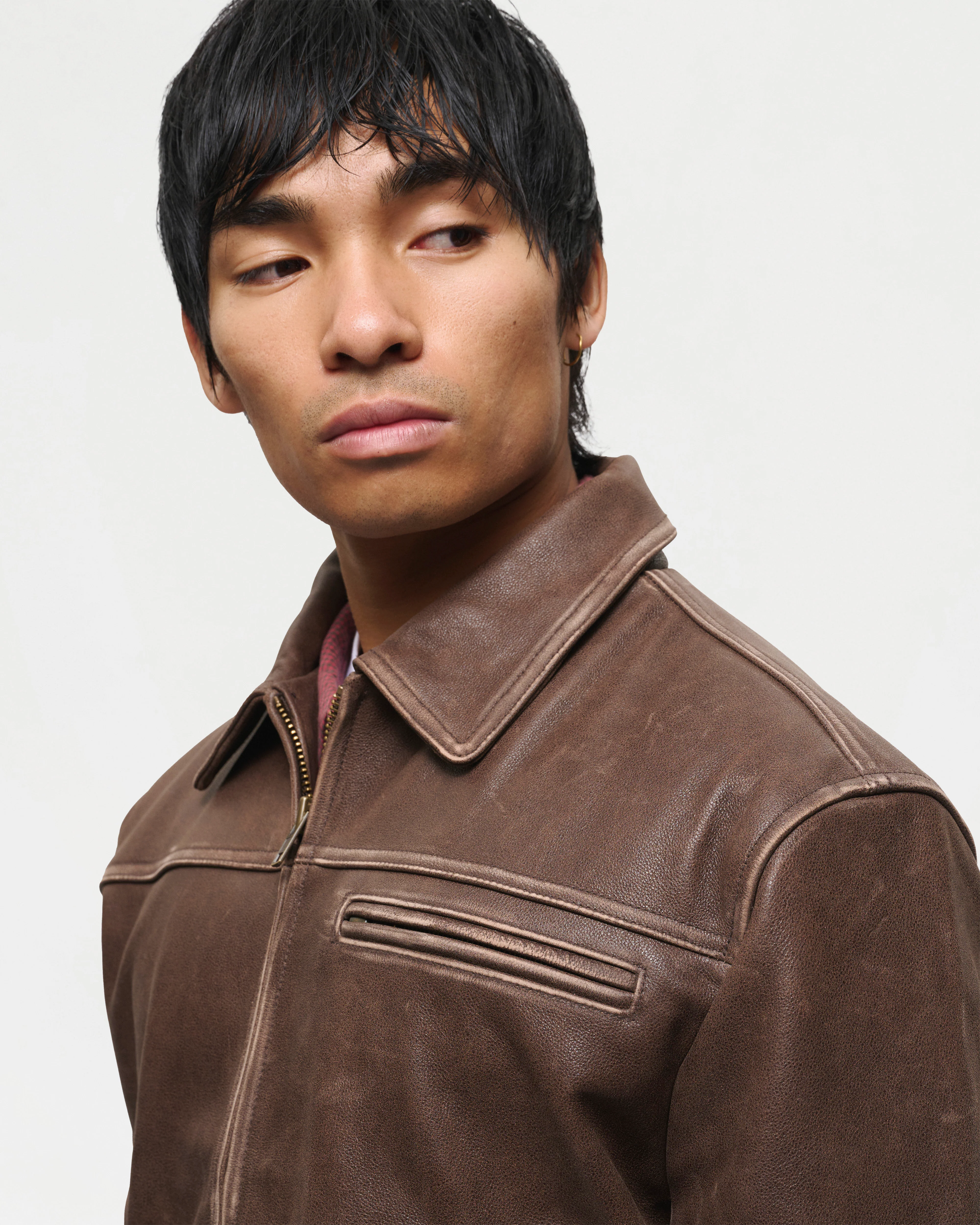 Aged Heavy Wash Leather Jacket - Image 10