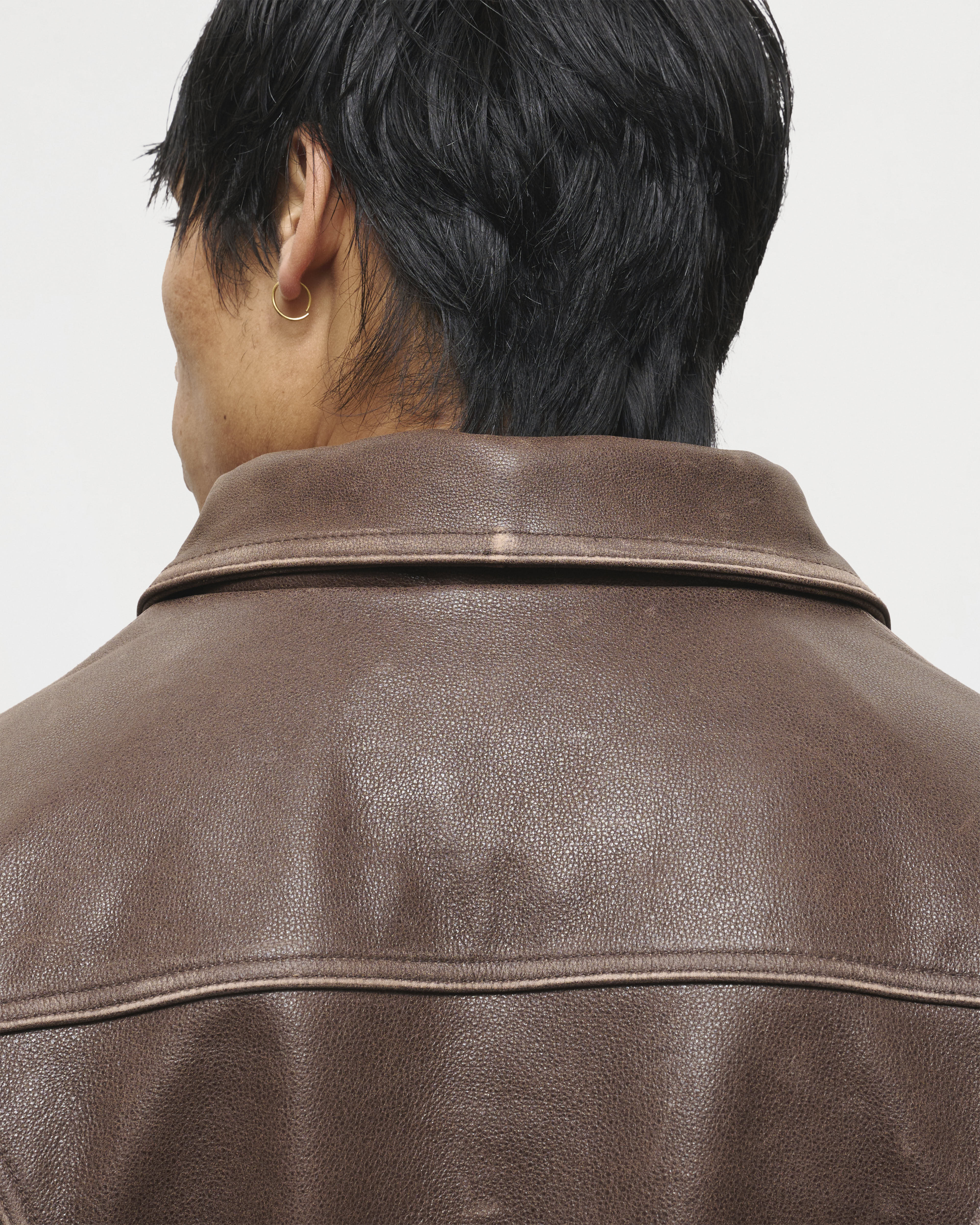 Aged Heavy Wash Leather Jacket - Image 11