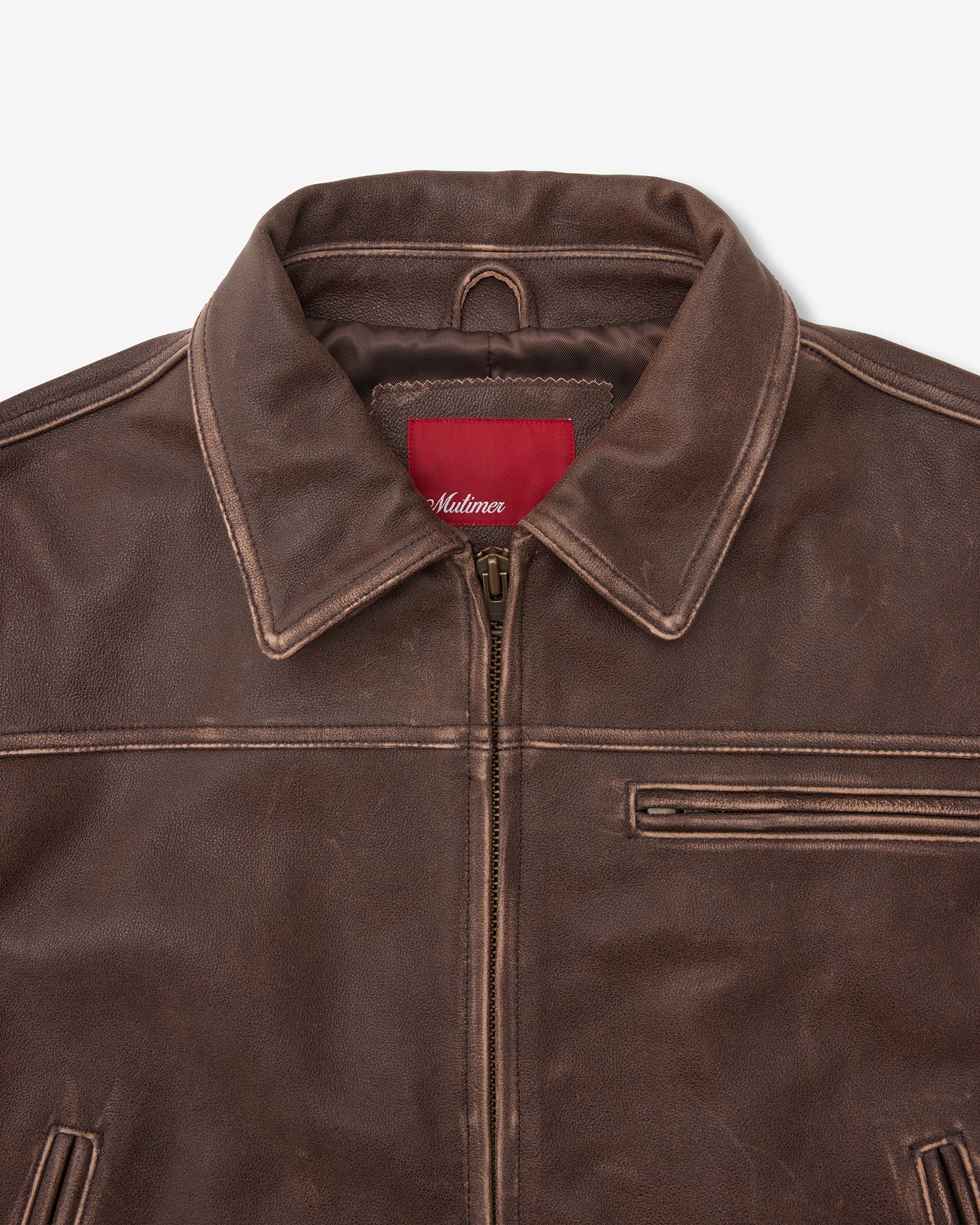 Aged Heavy Wash Leather Jacket - Image 3