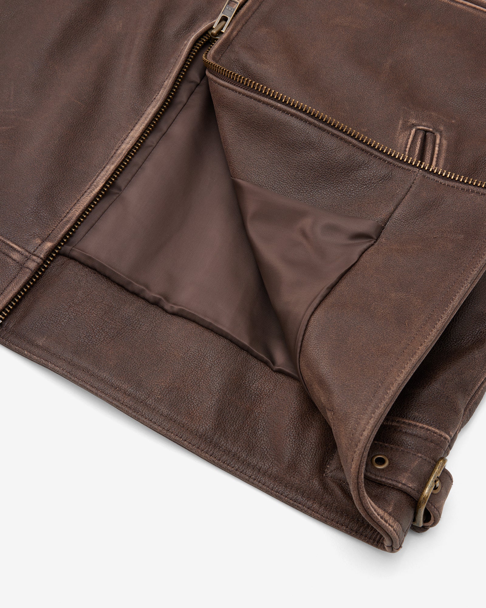 Aged Heavy Wash Leather Jacket - Image 4