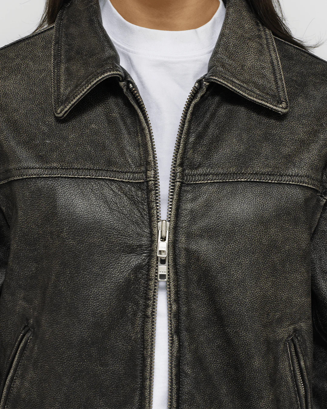 Distressed Leather Jacket - Image 11