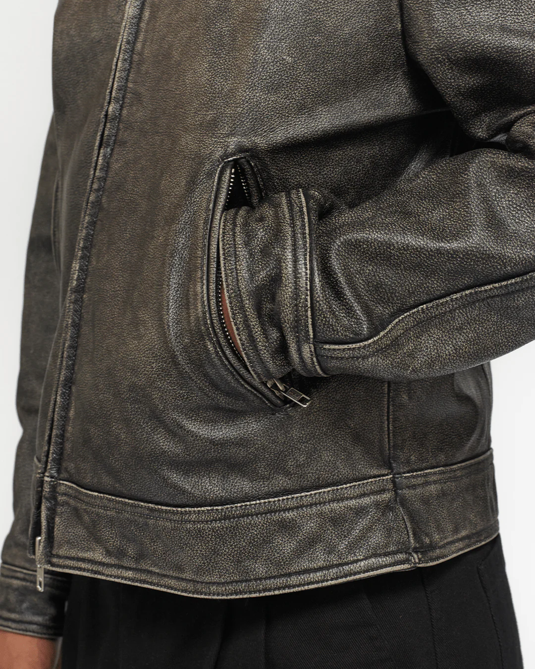Distressed Leather Jacket - Image 12