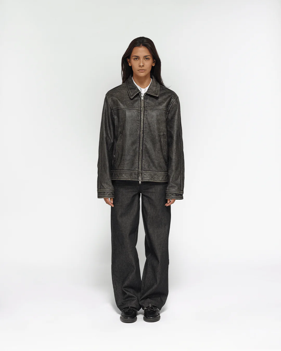 Distressed Leather Jacket - Image 9