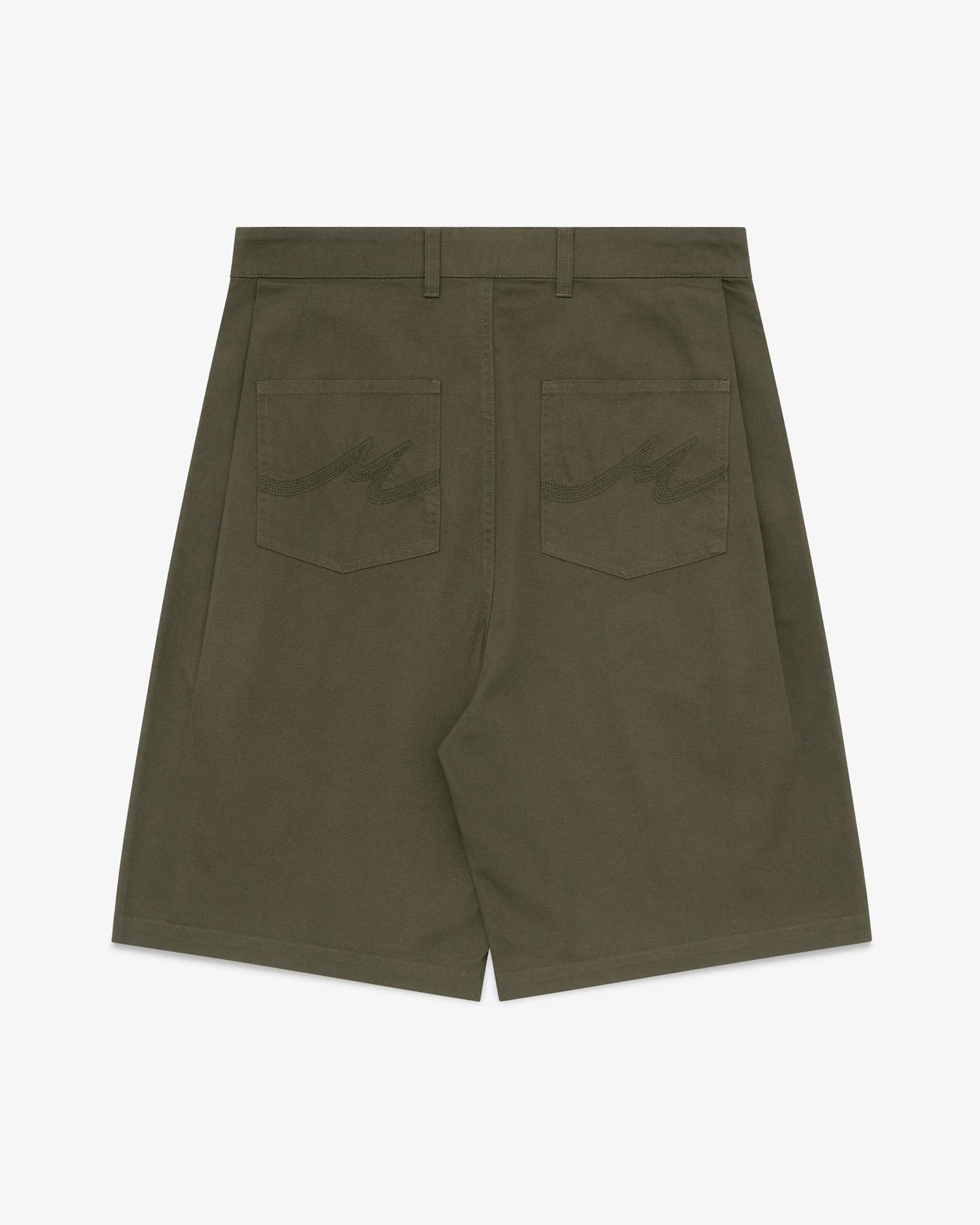 Olive Side Pleat Shorts - Image 2